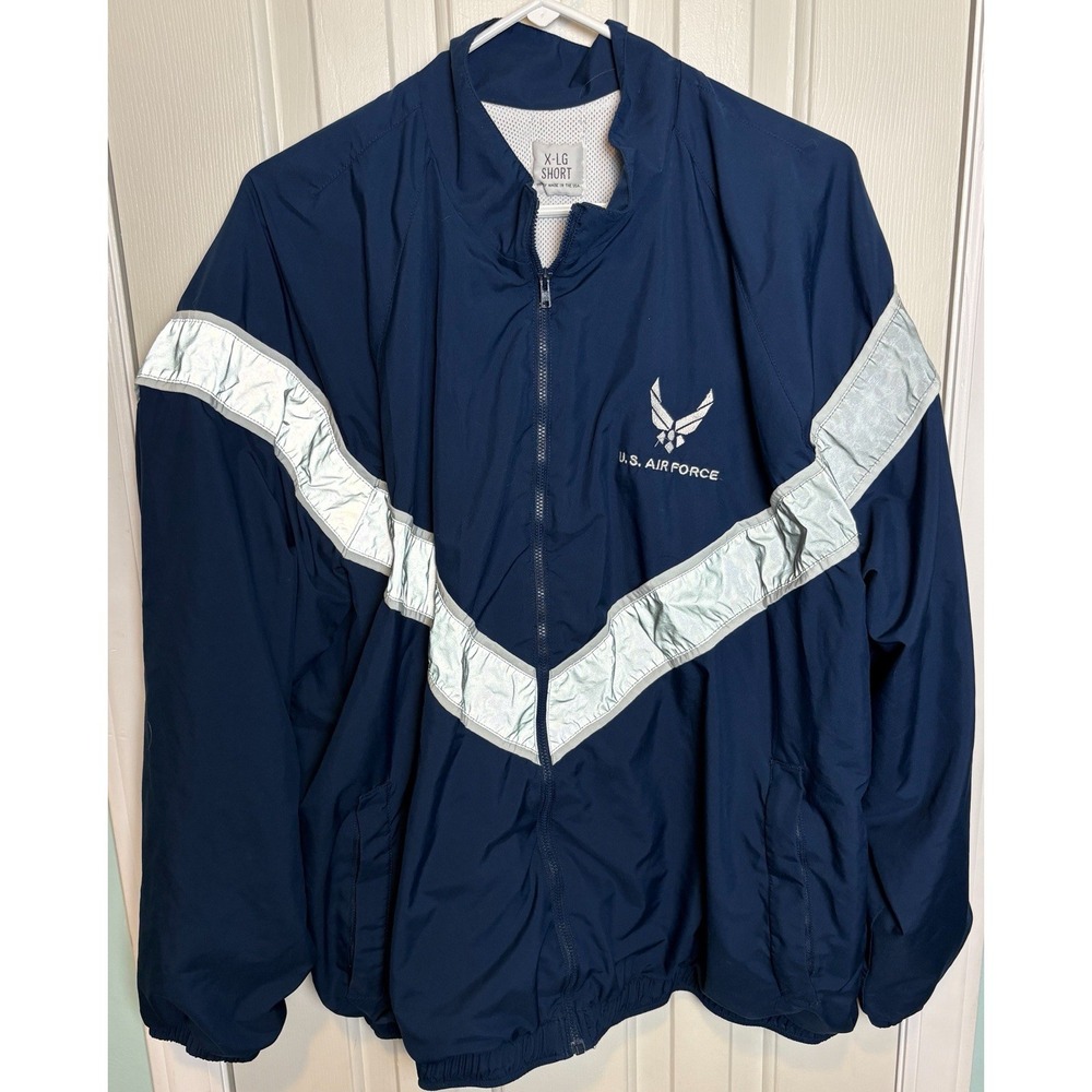 U.S. Air Force Blue PT Exercise Jacket Full Zip Up Size XL Short